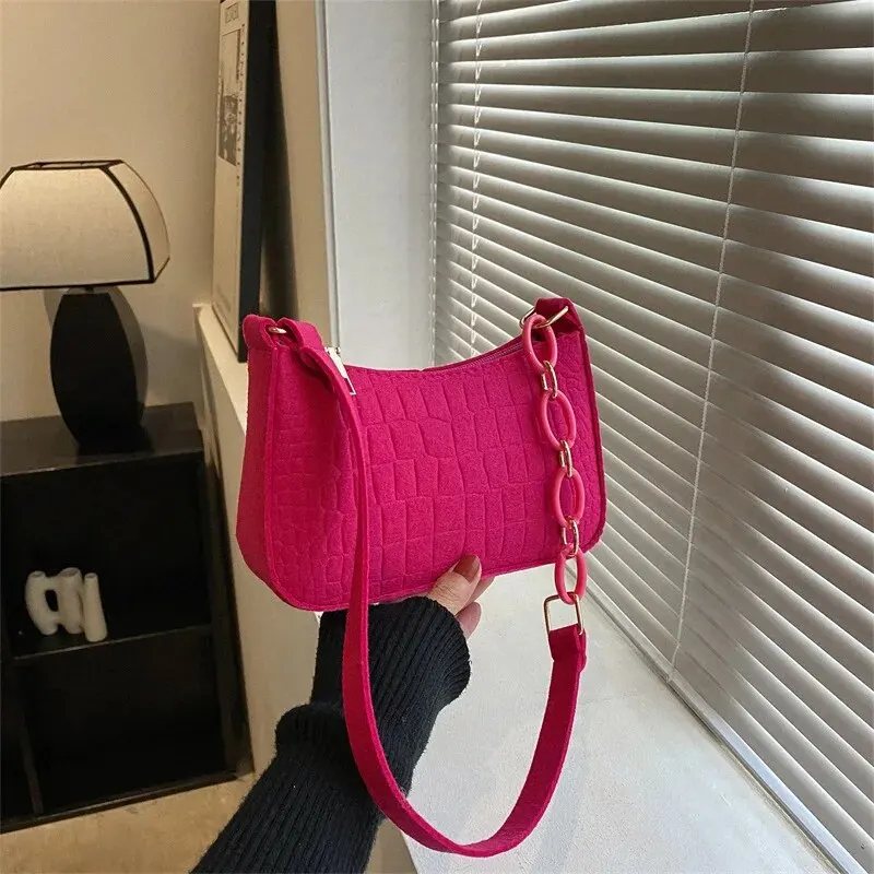 Lady Felt Armpit Design Luxury Tote Released Fashion Ladies Handbag Under Crescent Small Square Bag Lady Felt Armpit Design Luxu - Image 6