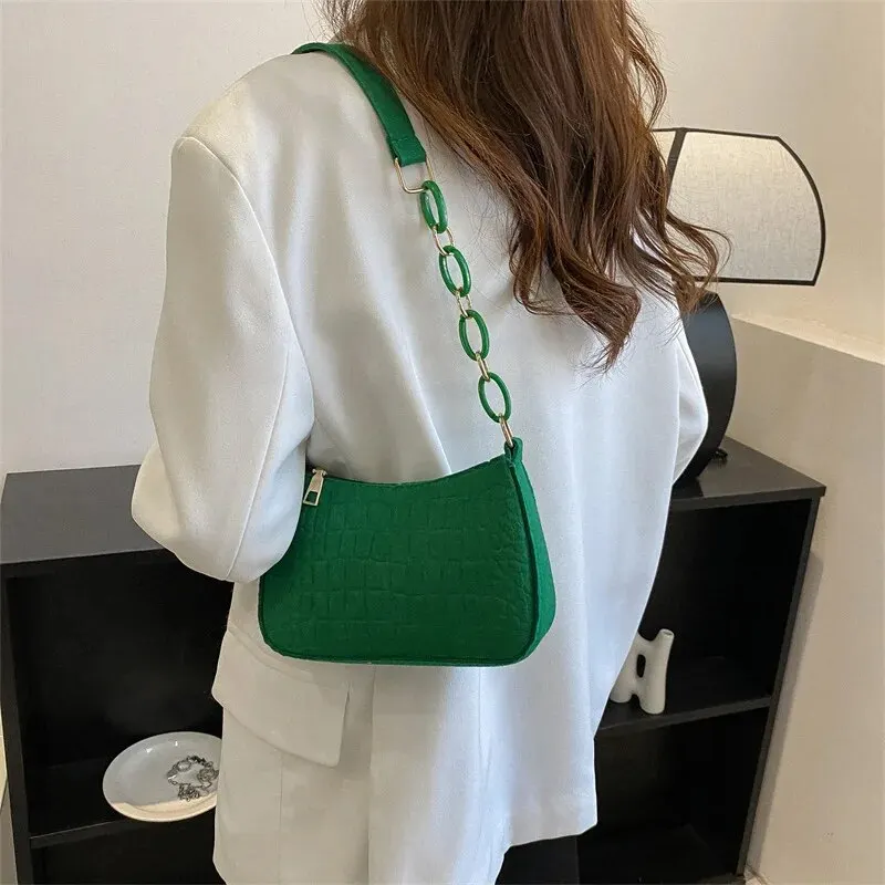 Lady Felt Armpit Design Luxury Tote Released Fashion Ladies Handbag Under Crescent Small Square Bag Lady Felt Armpit Design Luxu - Image 2
