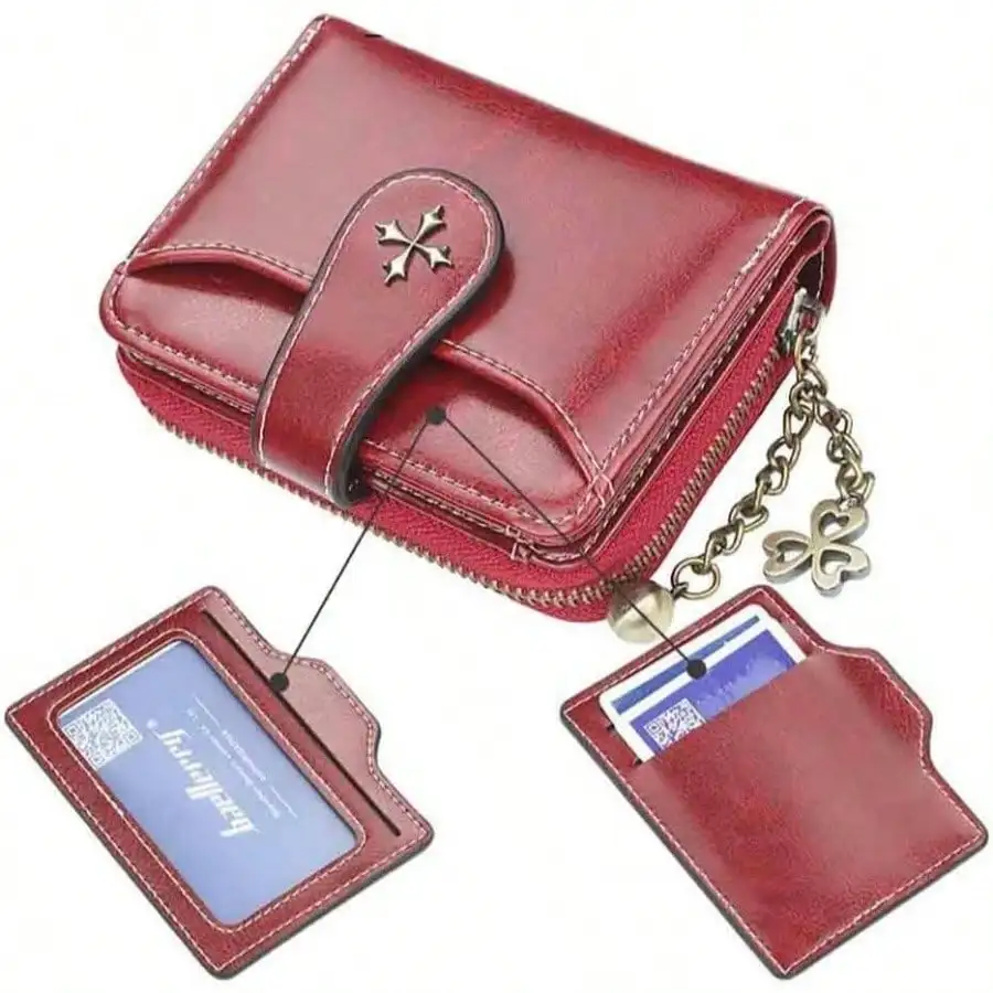Women Wallets and Purses PU Leather Money Bag Female Short Hasp Purse Small Coin Card Holders Blue Red Clutch New Women Wallet - Image 4